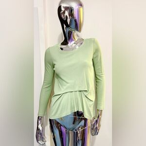 Sies Marjan - Light Celery Green Long Sleeve Top - large horizontal pleat detail